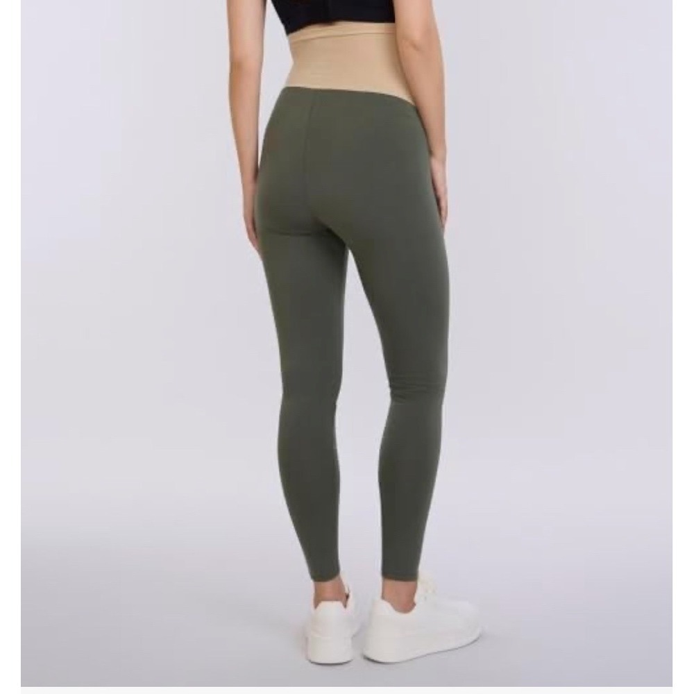 NWT Motherhood Maternity Leggings Olive Green Full Panel Small Size S - Picture 3 of 9